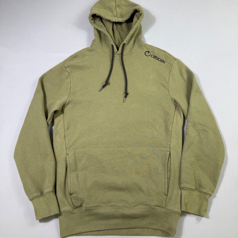 Origin USA 100 Kilo Hoodie Mens Small Olive Green Heavyweight Fleece Pullover